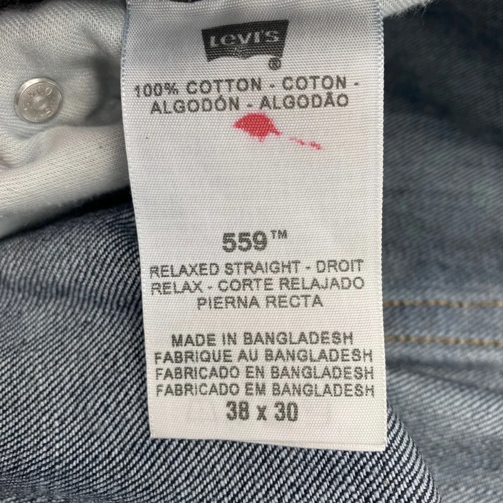 Levi's‎ 559 Relaxed Straight Jeans Mens 38x30 Dark Blue Cotton Denim Work Casual
